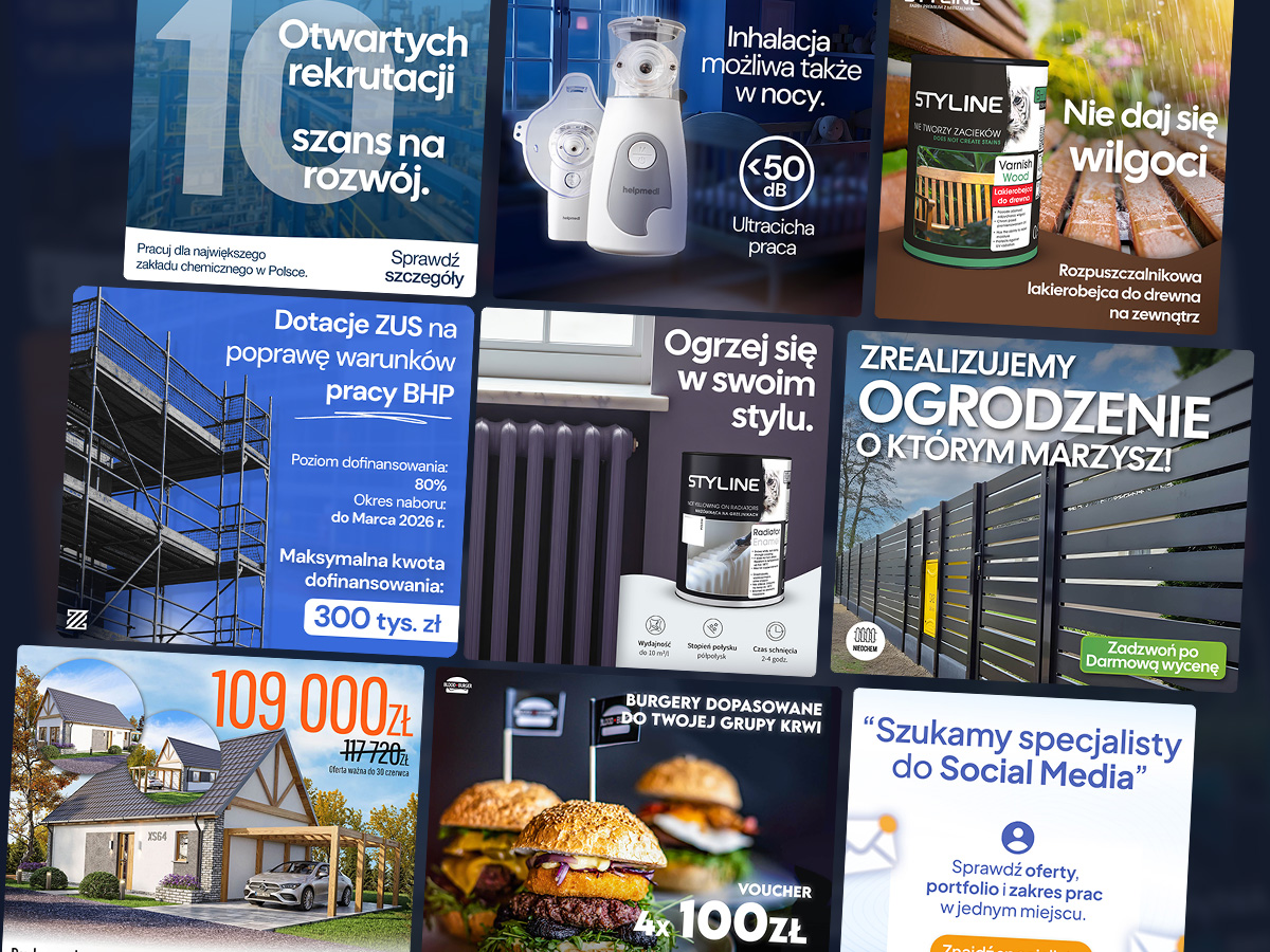 Przykładowe grafiki na social media zaprojektowane dla klientów